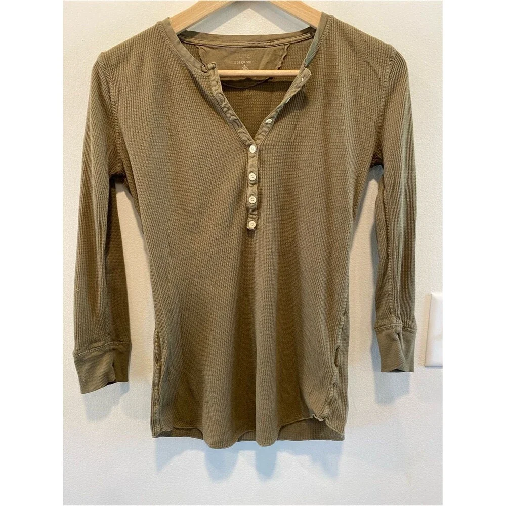 J. Crew womens Y2K Henley thermal waffle size small fairy grunge 2000s